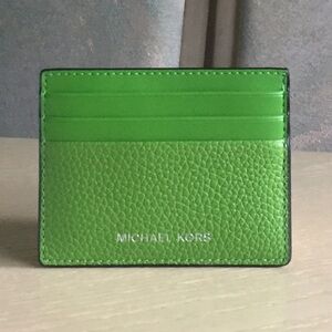 Michael Kors Cooper Jungle Green Leather Card Case